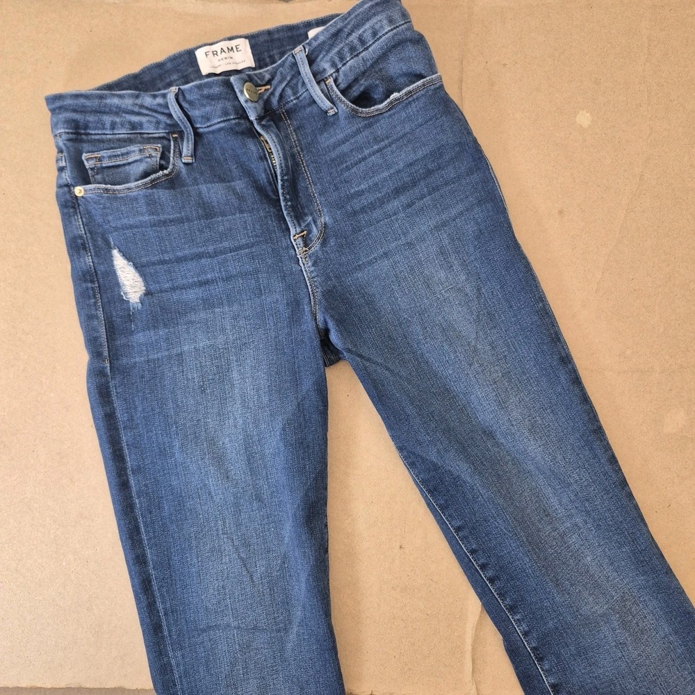 FRAME Le Mini Boot Stretch Denim Jeans Women's 29 Blue Wash‎ Made in USA